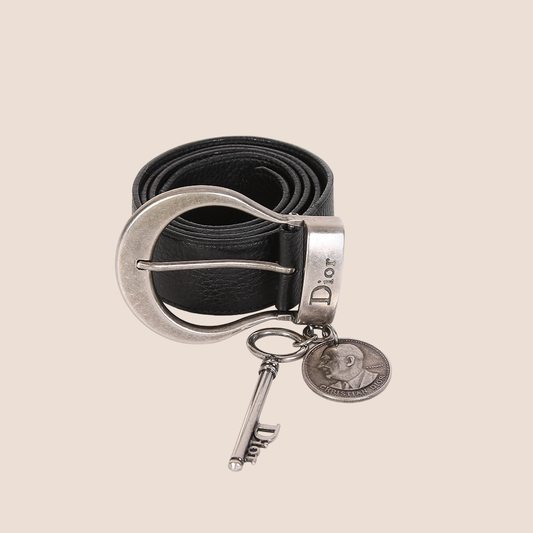 CHRISTIAN DIOR 2006 BLACK LEATHER GAUCHO BELT