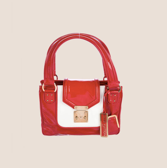 LOUIS VUITTON RED & WHITE VERNIS BICOLOUR CRUISE MINI HANDBAG