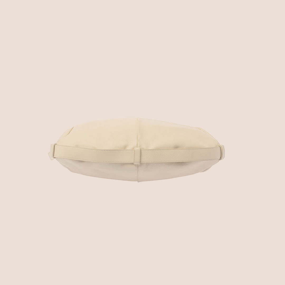 YVES SAINT LAURENT CREAM LEATHER MOMBASA SHOULDER BAG