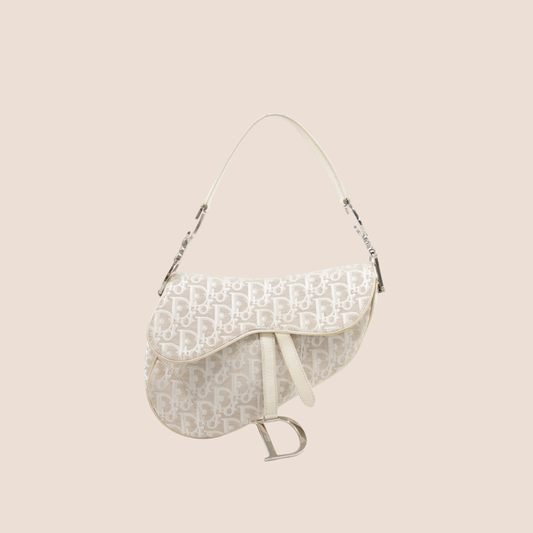CHRISTIAN DIOR WHITE & CREAM TROTTER SADDLE BAG