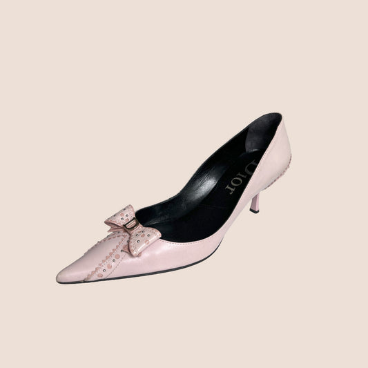 CHRISTIAN DIOR PINK BOW LEATHER PUMPS
