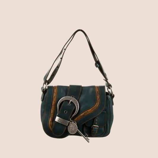 CHRISTIAN DIOR 2004 BLUE LEATHER MINI GAUCHO BAG