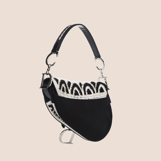 CHRISTIAN DIOR LIMITED EDITION SATIN SEQUIN EMBELLISHED SADDLE BAG
