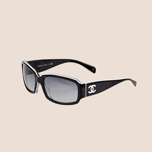 CHANEL CC LOGO BLACK & WHITE GRADIENT TINT SUNGLASSES
