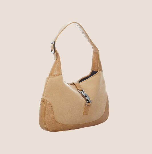 GUCCI JACKIE BEIGE SUEDE JACKIE BAG