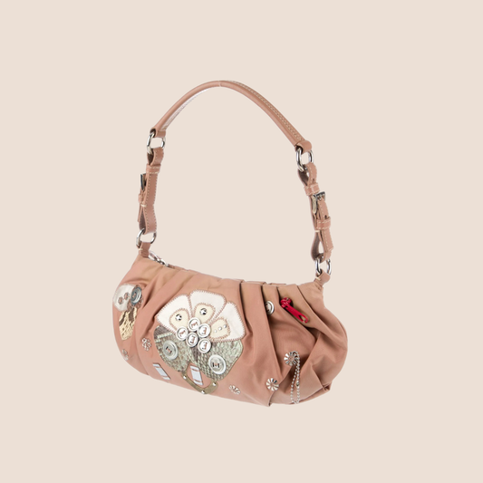 PRADA 2000 PYTHON BEIGE PATCHWORK TESSUTO BAG