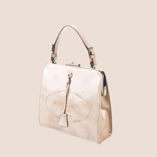 PRADA 2005 BEIGE SPAZOLATTO TOP HANDLE BAG