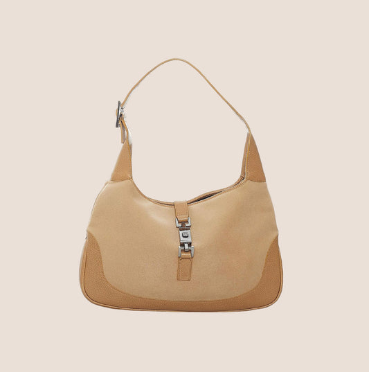 GUCCI JACKIE BEIGE SUEDE JACKIE BAG
