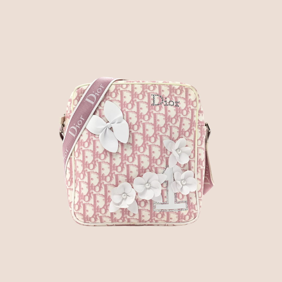 CHRISTIAN DIOR 2004 GIRLY PINK FLORAL CROSSBODY BAG
