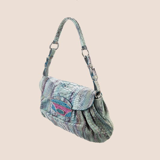 PRADA 2000 BLUE PITONE SKIPPER SHOULDER BAG