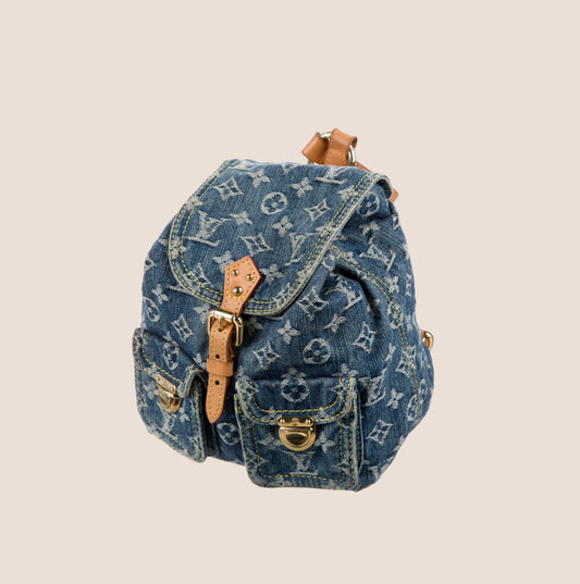 LOUIS VUITTON BLUE DENIM MONOGRAM PM BACKPACK