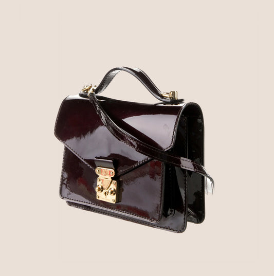 LOUIS VUITTON 2013 BURGUNDY VERNIS MONCEAU BAG