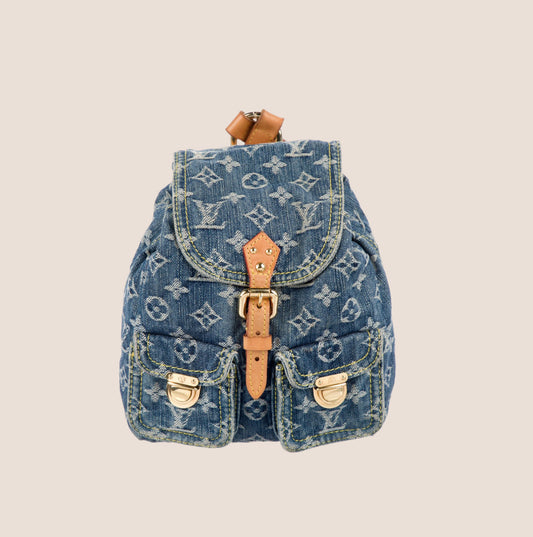 LOUIS VUITTON BLUE DENIM MONOGRAM PM BACKPACK