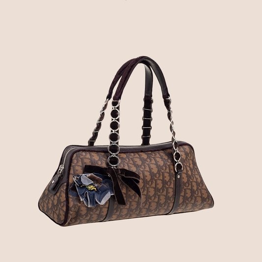 CHRISTIAN DIOR BROWN TROTTER ROMANTIQUE SATCHEL
