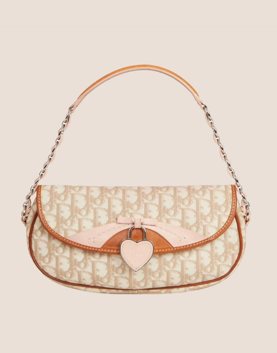 CHRISTIAN DIOR 2007 PINK & BEIGE ROMANTIQUE BAGUETTE BAG
