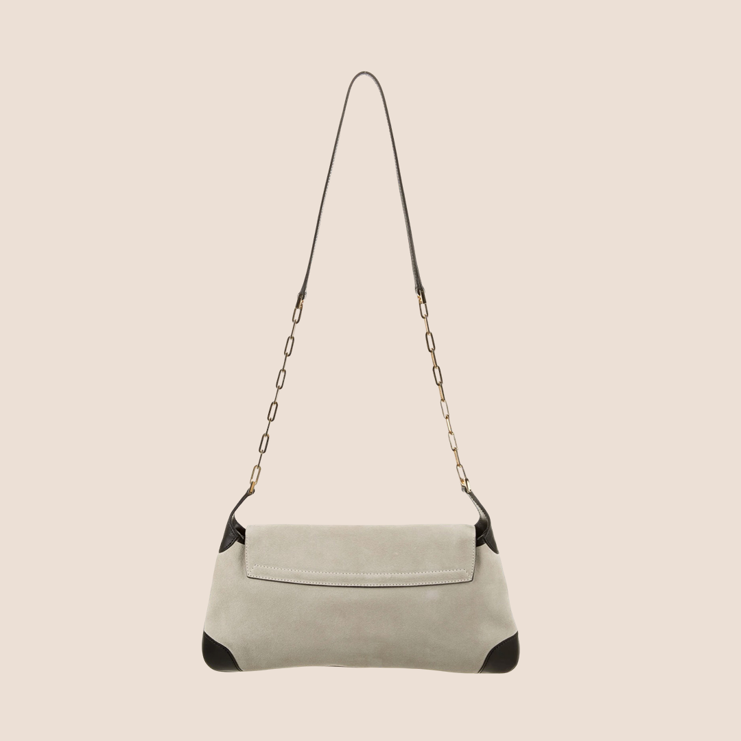 GUCCI GREY SUEDE TIGER HEAD SHOULDER BAG