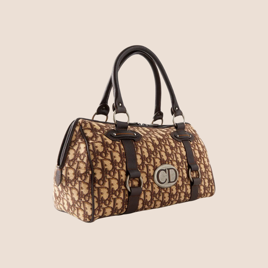 CHRISTIAN DIOR 2000 BROWN TROTTER 'CD' BOSTON BAG