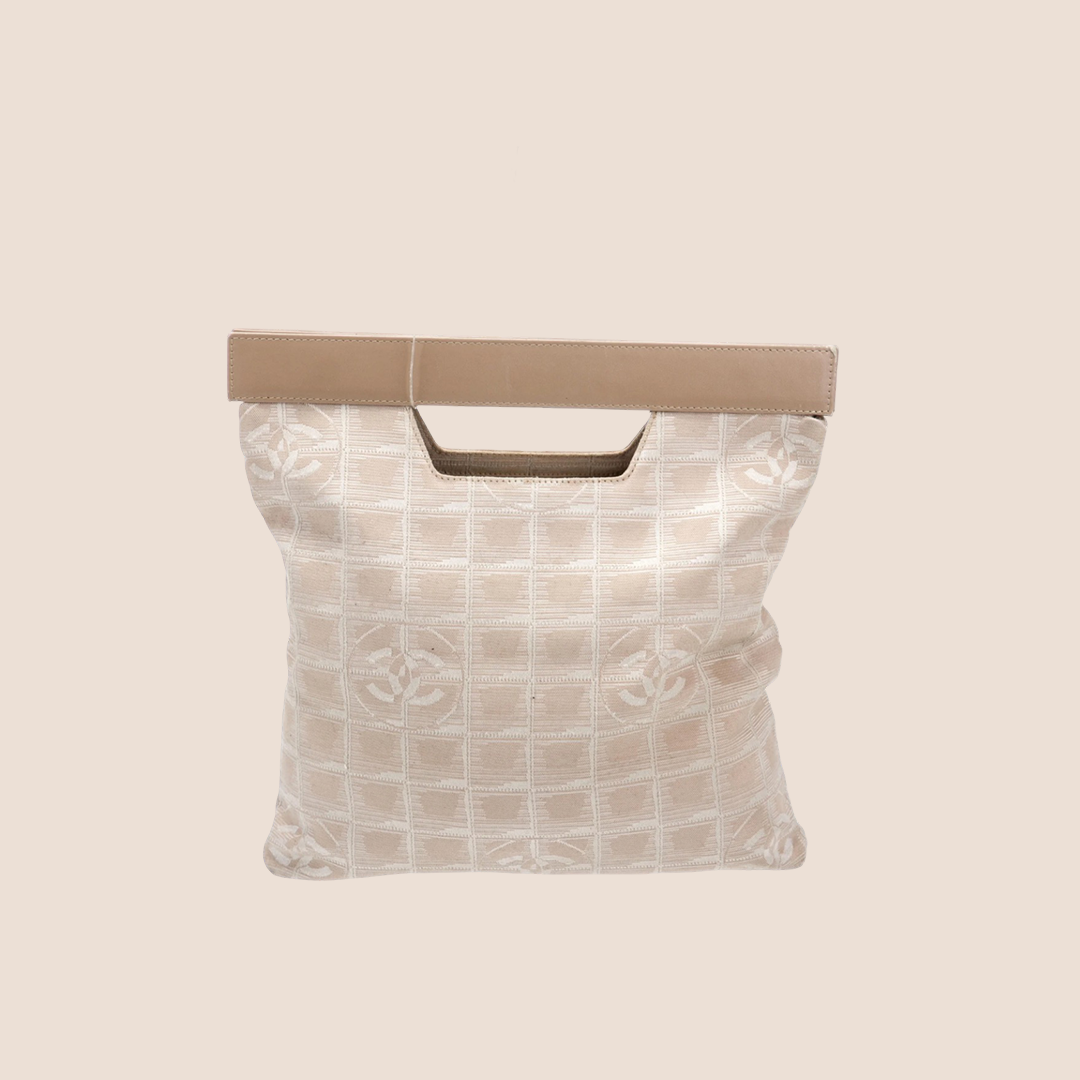 CHANEL 2002 SPORT LINE BEIGE CANVAS FOLDOVER CLUTCH