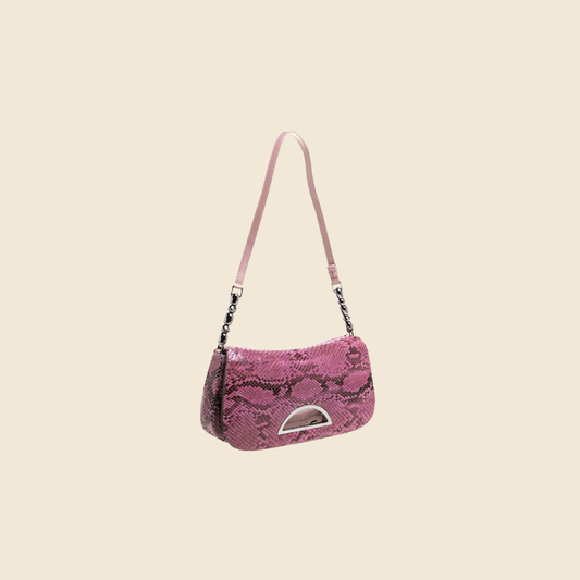 CHRISTIAN DIOR PINK PYTHON MALICE SHOULDER BAG