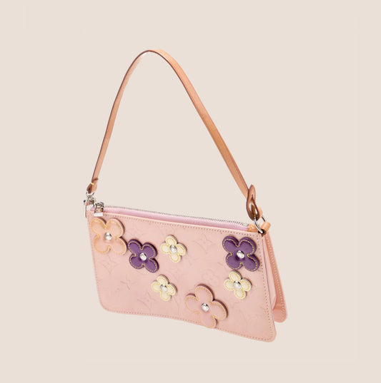 LOUIS VUITTON PINK MONOGRAM VERNIS LEXINGTON FLOWERS POCHETTE