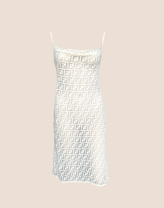 FENDI 1990s ZUCCA SHEER CREAM DRESS