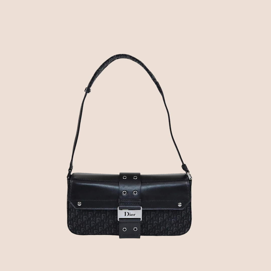 CHRISTIAN DIOR BLACK DIORISSIMO STREET CHIC COLUMBUS BAG