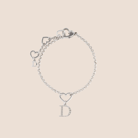 CHRISTIAN DIOR HEART D CHARM SILVER BRACELET