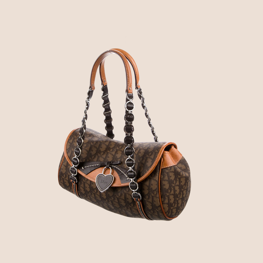 CHRISTIAN DIOR 2007 BROWN & TAN ROMANTIQUE SHOULDER BAG