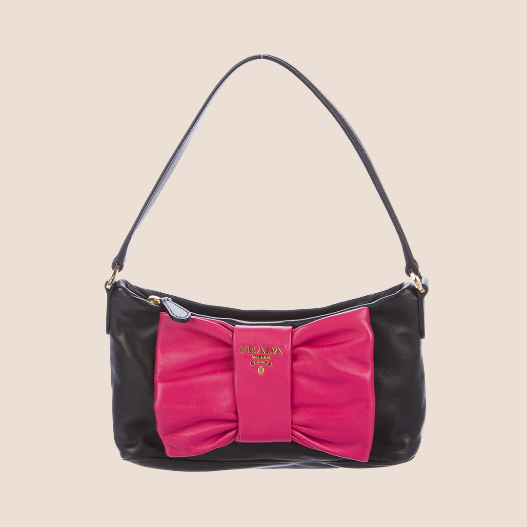 PRADA NAPPA FIOCCO BOW POCHETTE