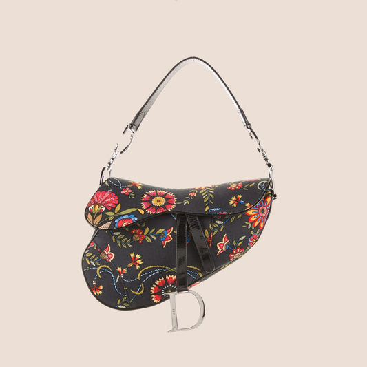CHRISTIAN DIOR 2002 FLORAL PRINT SADDLE BAG