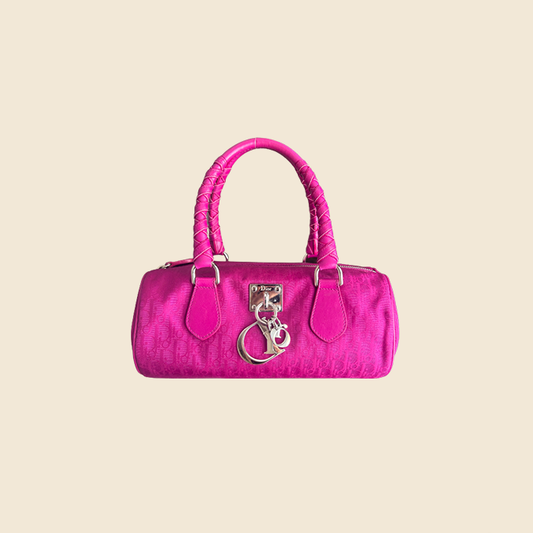 CHRISTIAN DIOR FUCHSIA TROTTER CHARM BOWLER BAG