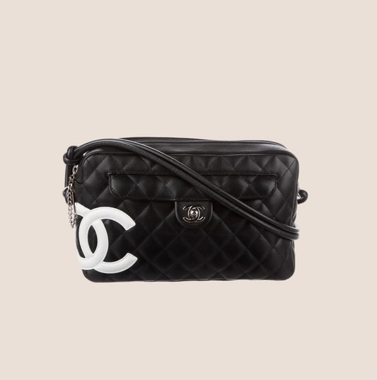 CHANEL 2005 BLACK CAMBON LIGNE CAMERA BAG