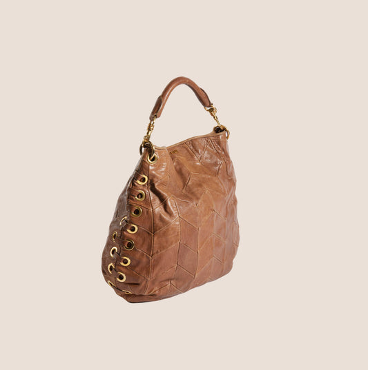 MIU MIU 2000 BROWN LEATHER HOBO BAG