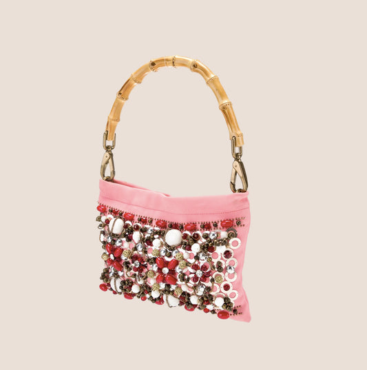 MIU MIU 2004 SEQUINED PINK BAMBOO BAG