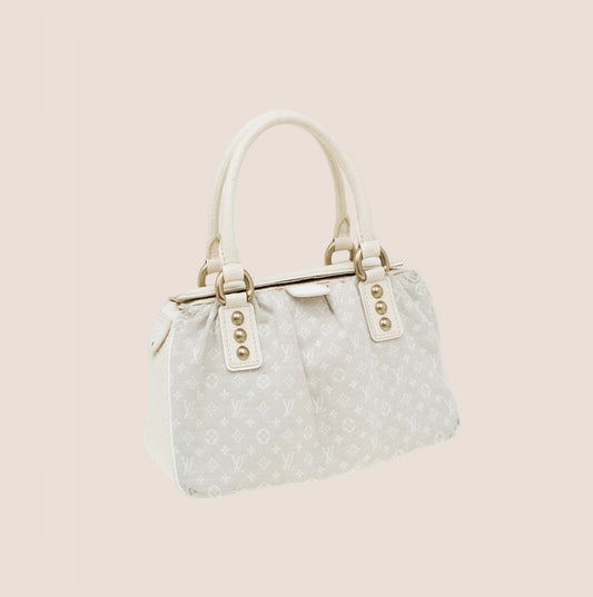 LOUIS VUITTON BEIGE MONOGRAM MINI LIN TRAPEZE BAG