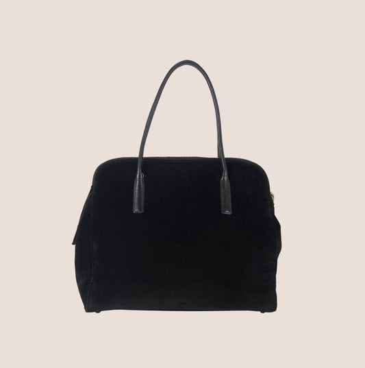 PRADA 2000s BLACK VELVET LOGO HANDBAG