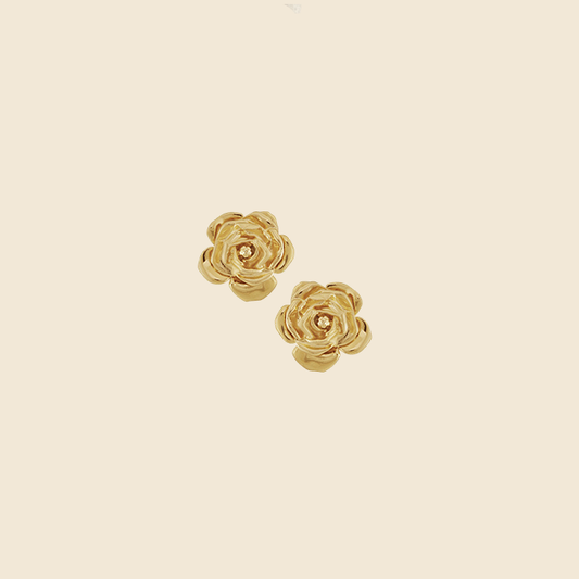 YVES SAINT LAURENT GOLD ROSE CLIP ON EARRINGS