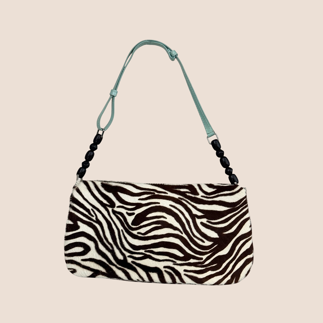 CHRISTIAN DIOR PONY HAIR ZEBRA PRINT MALICE SHOULDER BAG