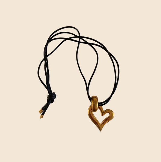 YVES SAINT LAURENT 1990s GOLD HEART CHOKER NECKLACE