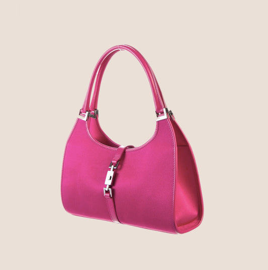 GUCCI FUCHSIA SATIN JACKIE HOBO BAG