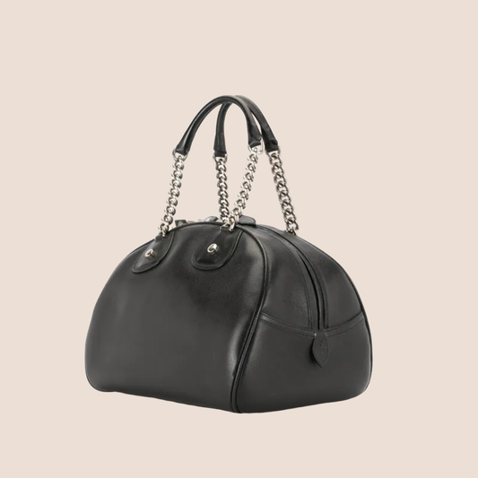 CHRISTIAN DIOR 2004 BLACK LEATHER GAMBLER DICE BAG