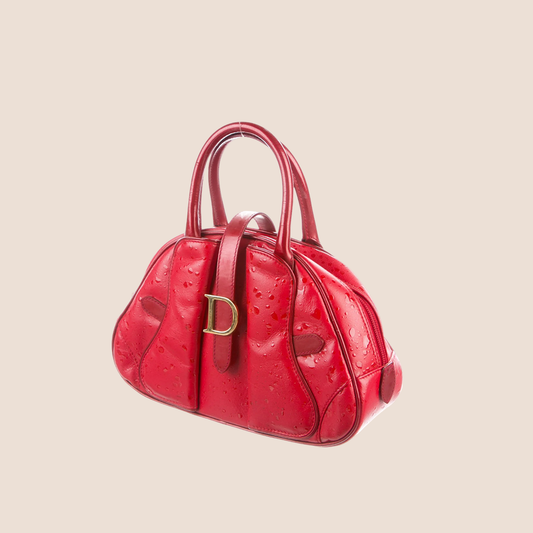 CHRISTIAN DIOR RED RAINDROP MINI DOUBLE SADDLE BAG
