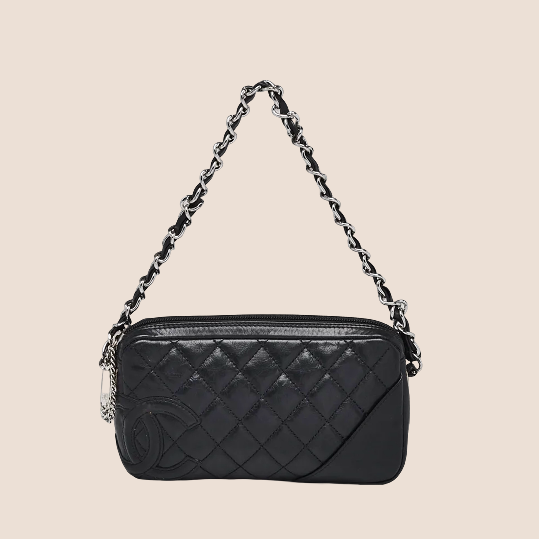 CHANEL 2005 COTTON CLUB BLACK QUILTED LEATHER SHOULDER BAG