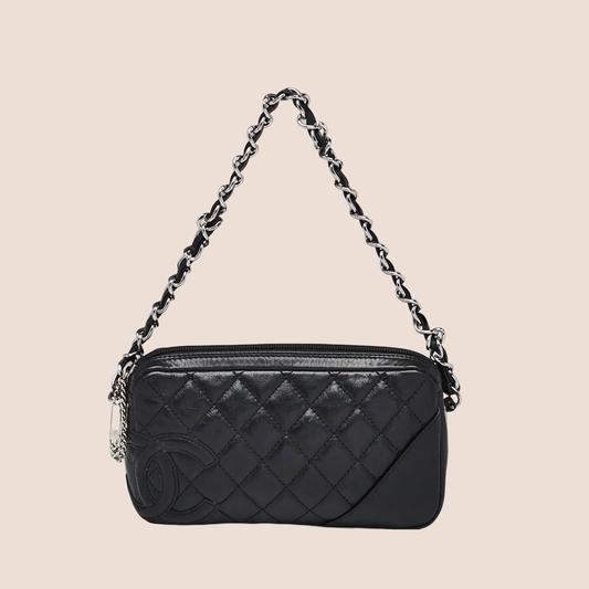 CHANEL 2005 COTTON CLUB BLACK QUILTED LEATHER SHOULDER BAG