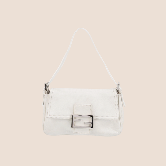 FENDI 2004 WHITE LEATHER MINI SHOULDER BAG