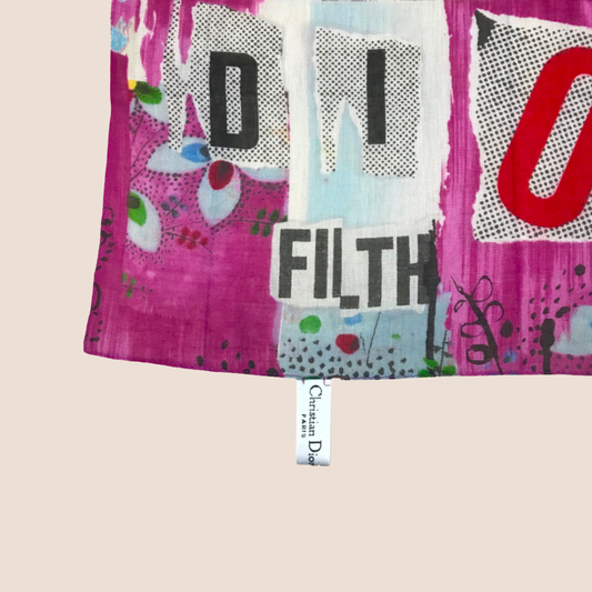 CHRISTIAN DIOR FILTH LOGO PRINTED SCARF