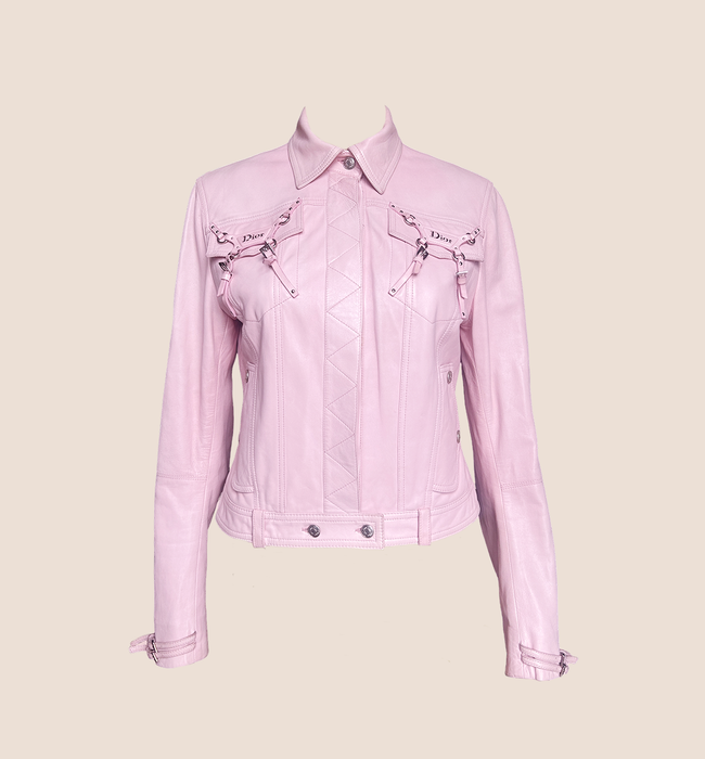 CHRISTIAN DIOR SPRING 2004 BONDAGE PINK LEATHER JACKET