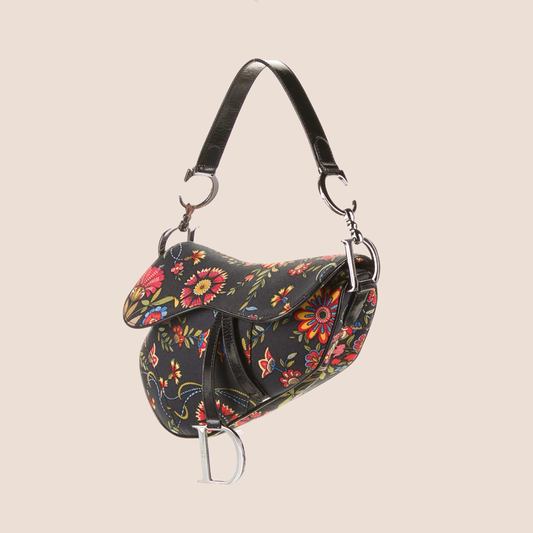 CHRISTIAN DIOR 2002 FLORAL PRINT SADDLE BAG