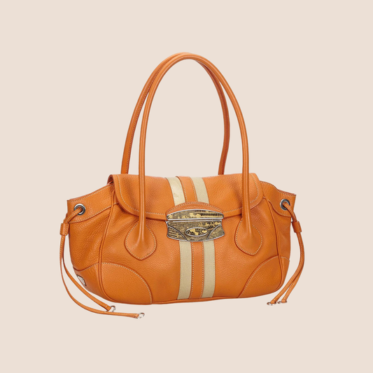 PRADA 2000 ORANGE VITELLO LEATHER & NYLON STRIPE BAG