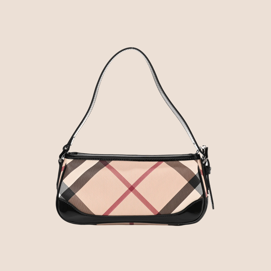 Burberryバッグ BURBERRY NOVA CHECK BLACK PATENT LEATHER SHOULDER BAG – RDB